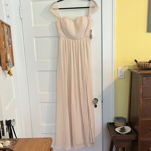 Birdy Grey Champagne August Chiffon Bridesmaid Dress with Straps